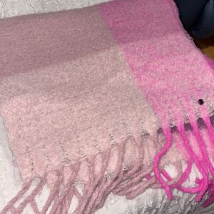 Express Pink and Light Pink Fringed Scarf